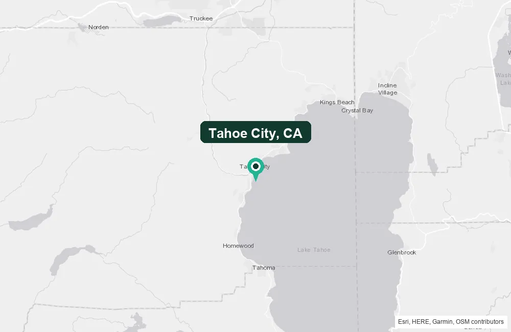 Map of Tahoe City, California and the surrounding Placer County area service area